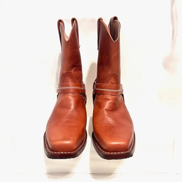 Cowboy Hand Tooled Leather Harness Brown Boots-European Sz. 30 (Us 12 1/2-13) - Picture 7 of 15